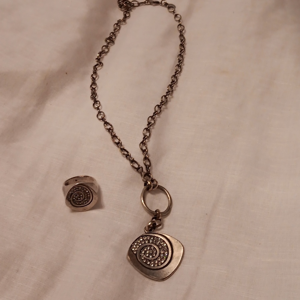 Premier Design matte Silverstone necklace and ring